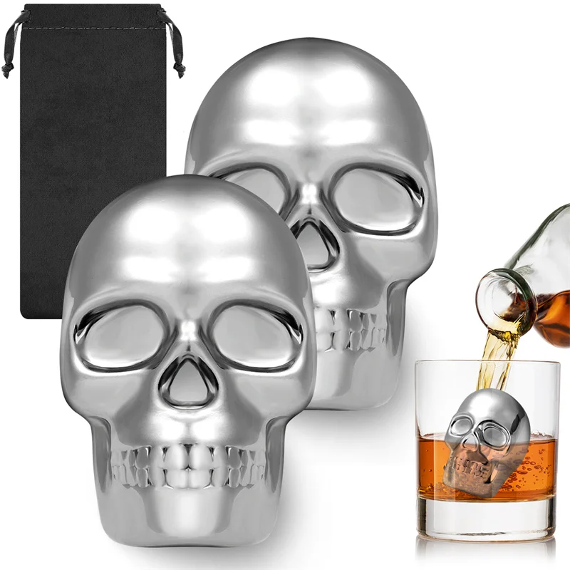 Wine Beer Whiskey - Herbruikbare 2 Skelet Hoofd Whiskey Stone