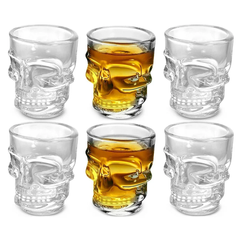 Wine Vodka Beer - 1/2 Stuks Schedel Hoofd Shot Glazen