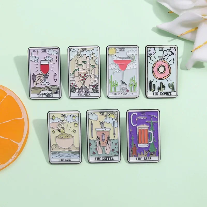 Wine Beer Pizza - Custom Tarot Emaille Spelden Bier Donut