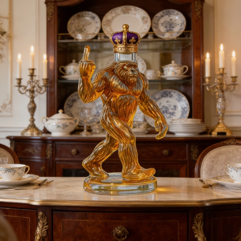 Wine Beer And Spirits - Grappige Bigfoot Crown Whisky Decanter, originele