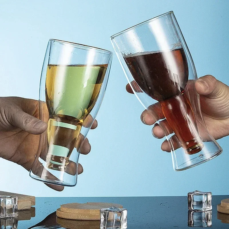 Wine Vodka Beer - Creatieve cocktail wijnglas mok Dubbelwandige mokken