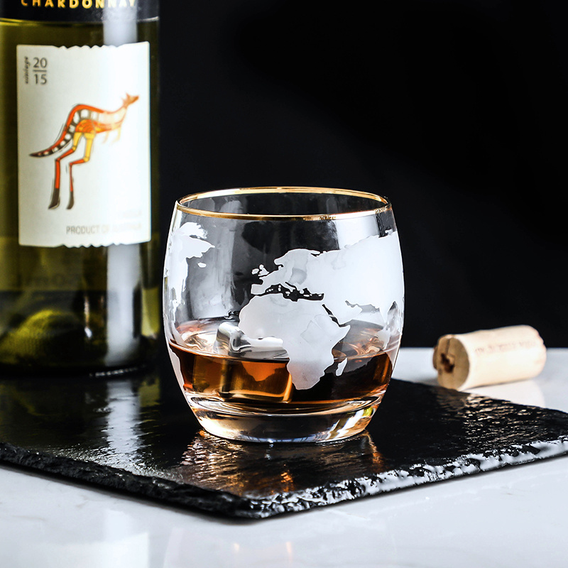 Wine Beer World - Wereldkaart Whisky Wijnglas Vaso Transparant Glas