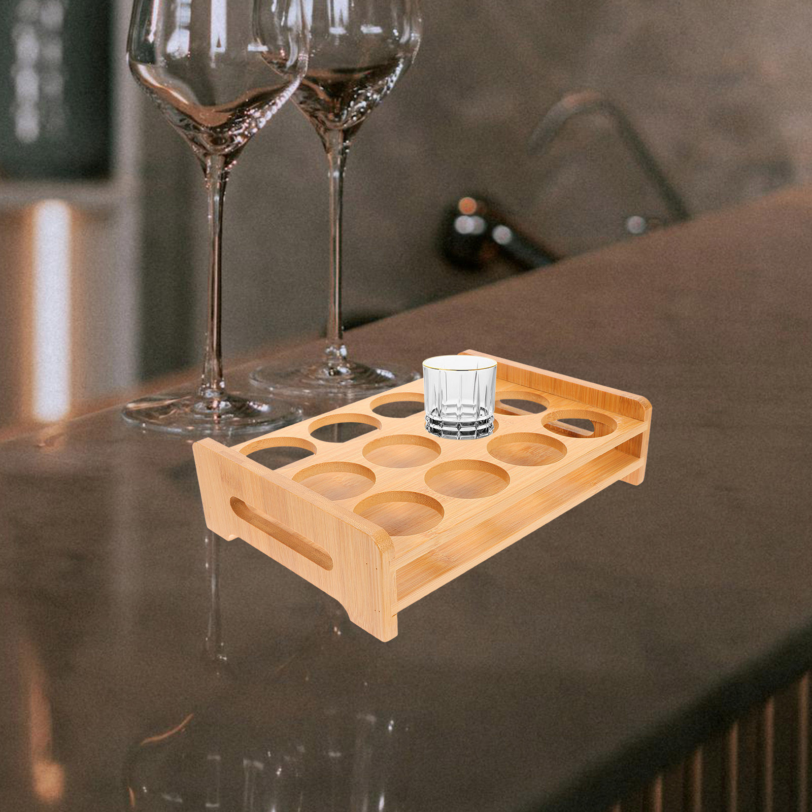 Bamboe Shotglaasjes Houder Dis - Wine Beer Whiskey recensie en prijs