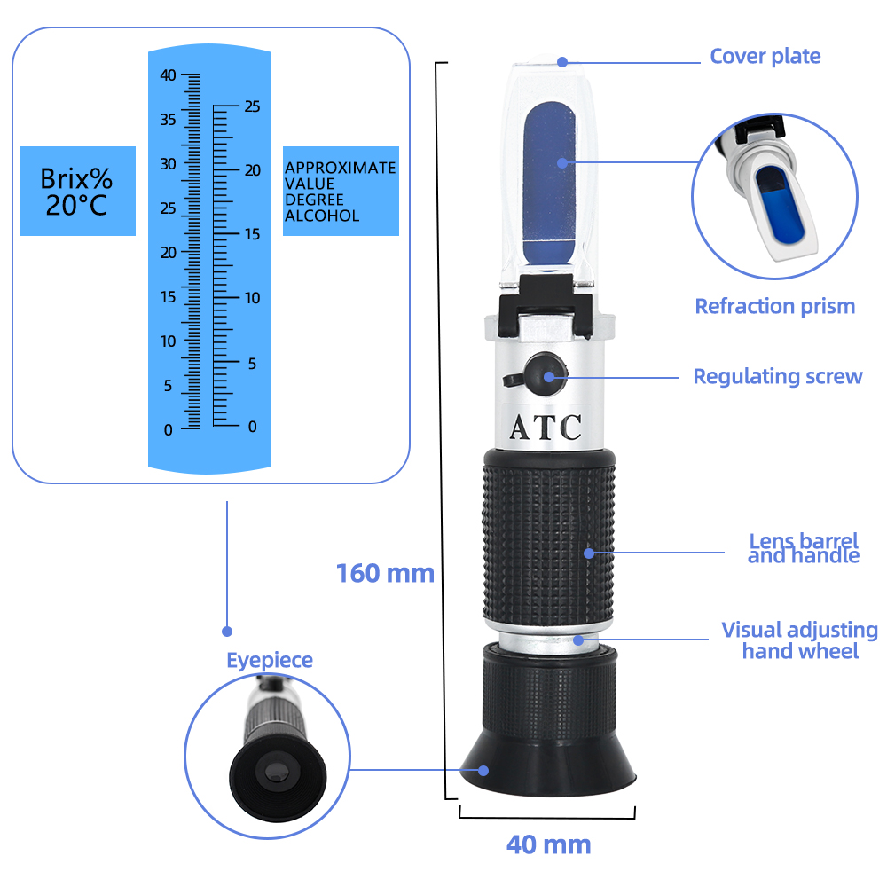 Handheld 0 ~ 40% Suiker Refrac - Wine To Beer Alcohol recensie en prijs